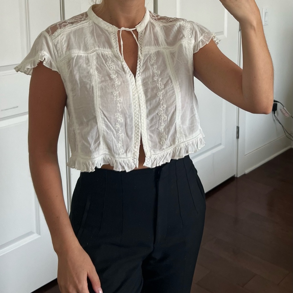 Chic White Ruffled Blouse